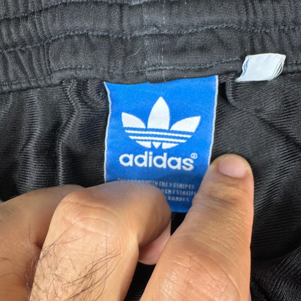 Adidas Track Pants Mens Size L Black 3-Stripe Trefoil Straight Leg Athletic Zip